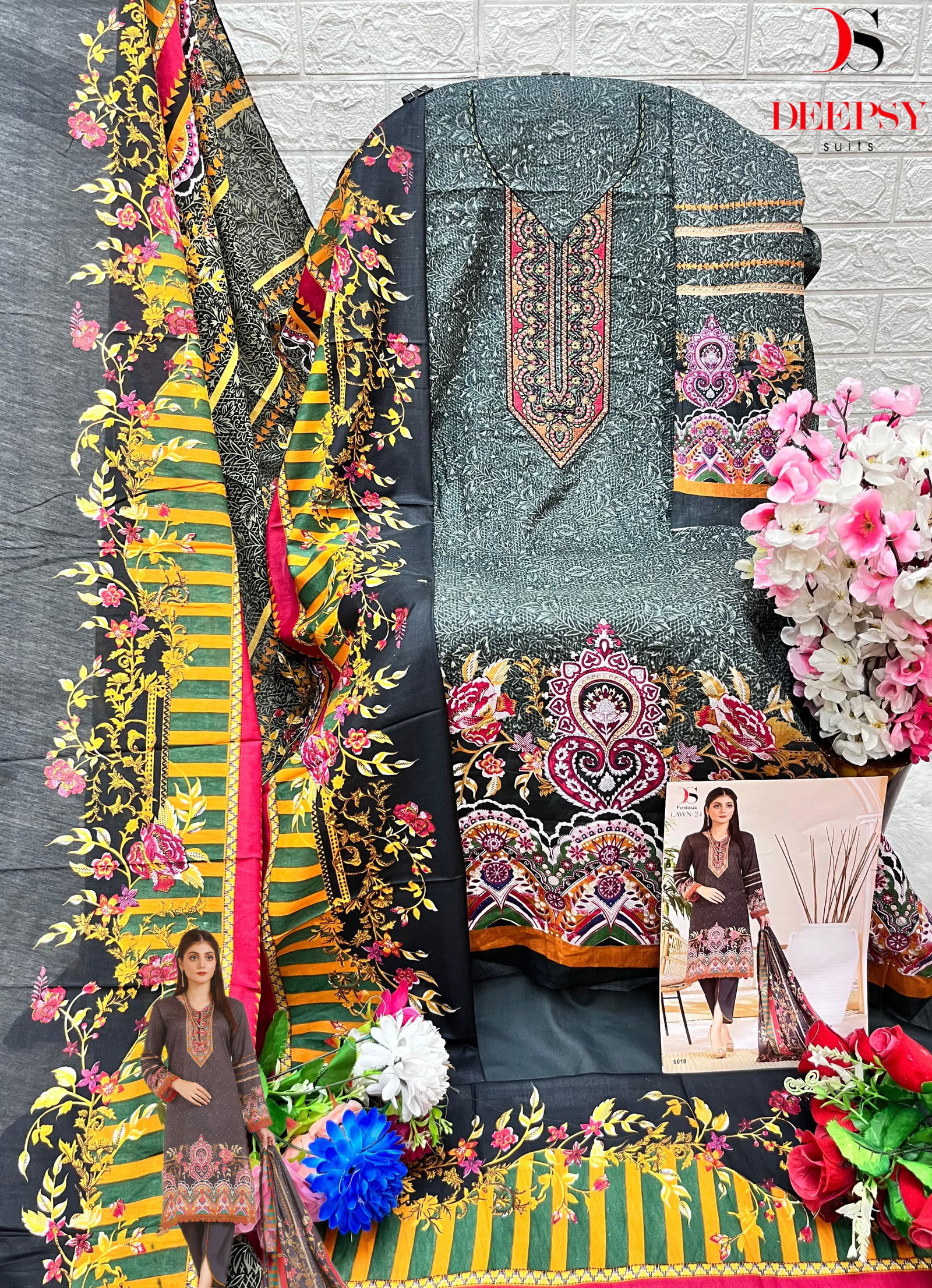Firdous Lawn 24 By Deepsy Suits Embroidery Cotton Dupatta Pakistani Suits Wholesale Price In Surat